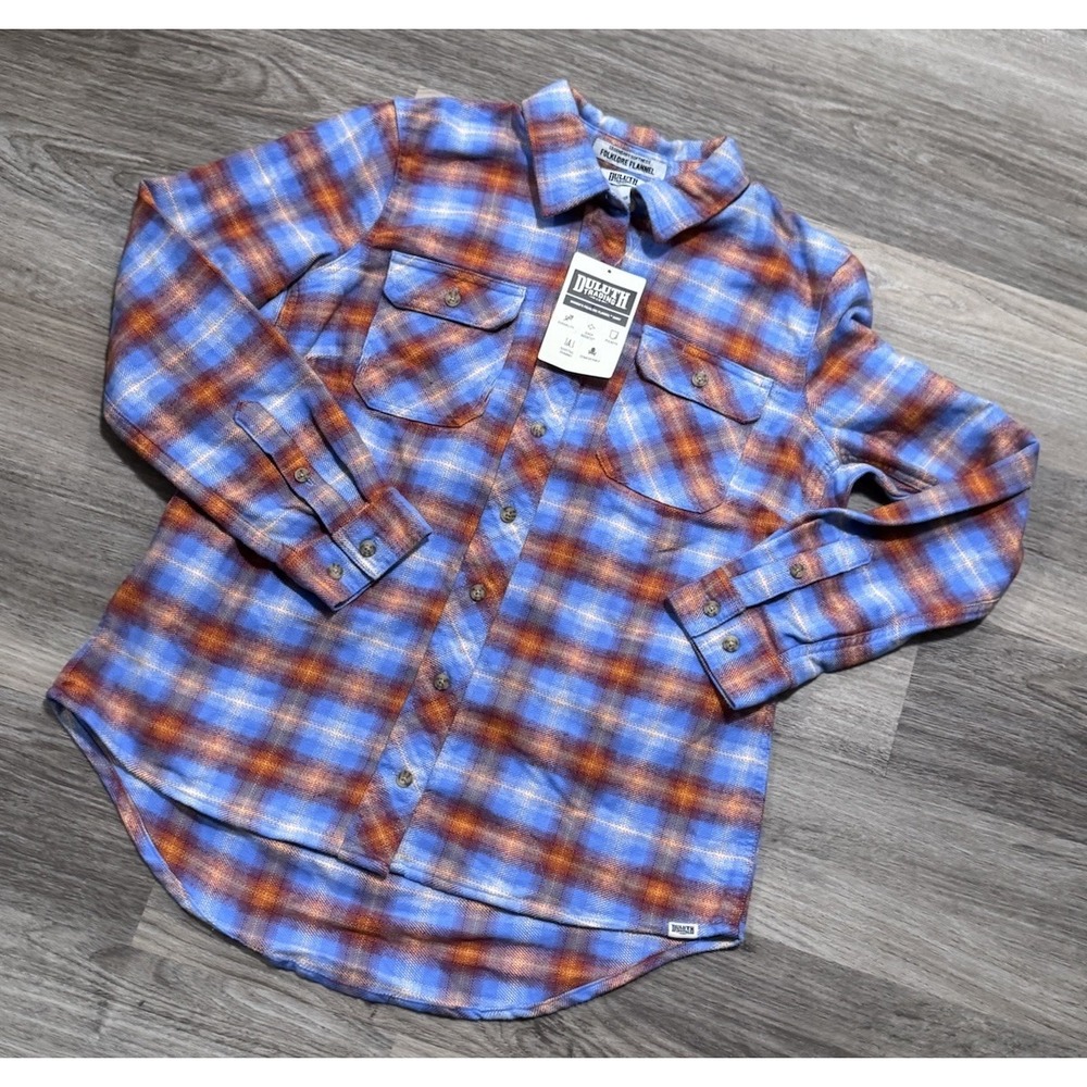 Duluth Trading Women's Folklore Flannel Shirt M Blue NWT Soft Double Brushed - Picture 2 of 6
